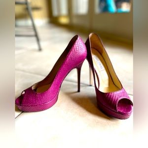 Jimmy Choo matte snakeskin platform heels